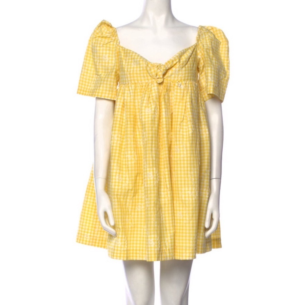 SOLD!! Yellow Gingham flower babydoll Dress